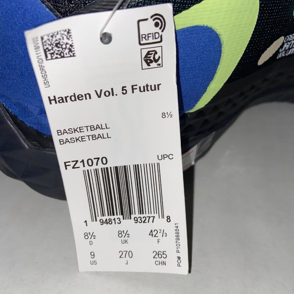 Mens Adidas Harden Vol. 5 Futurenatural Black Basketball Shoes FZ1070 Size 9 NEW main image 7